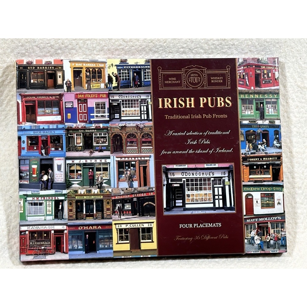 TableImage Irish Pubs Cork Back Placemats Set Of 4 St Patricks Day Decor Multico